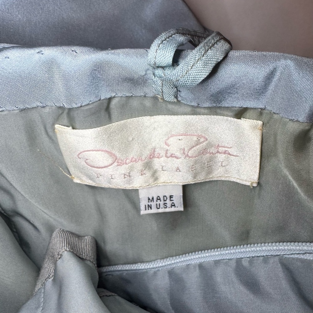 [Oscar de la Renta] Pink Label Silk Satin Strapless Gown Blue Gray Size 6 - Picture 7 of 11